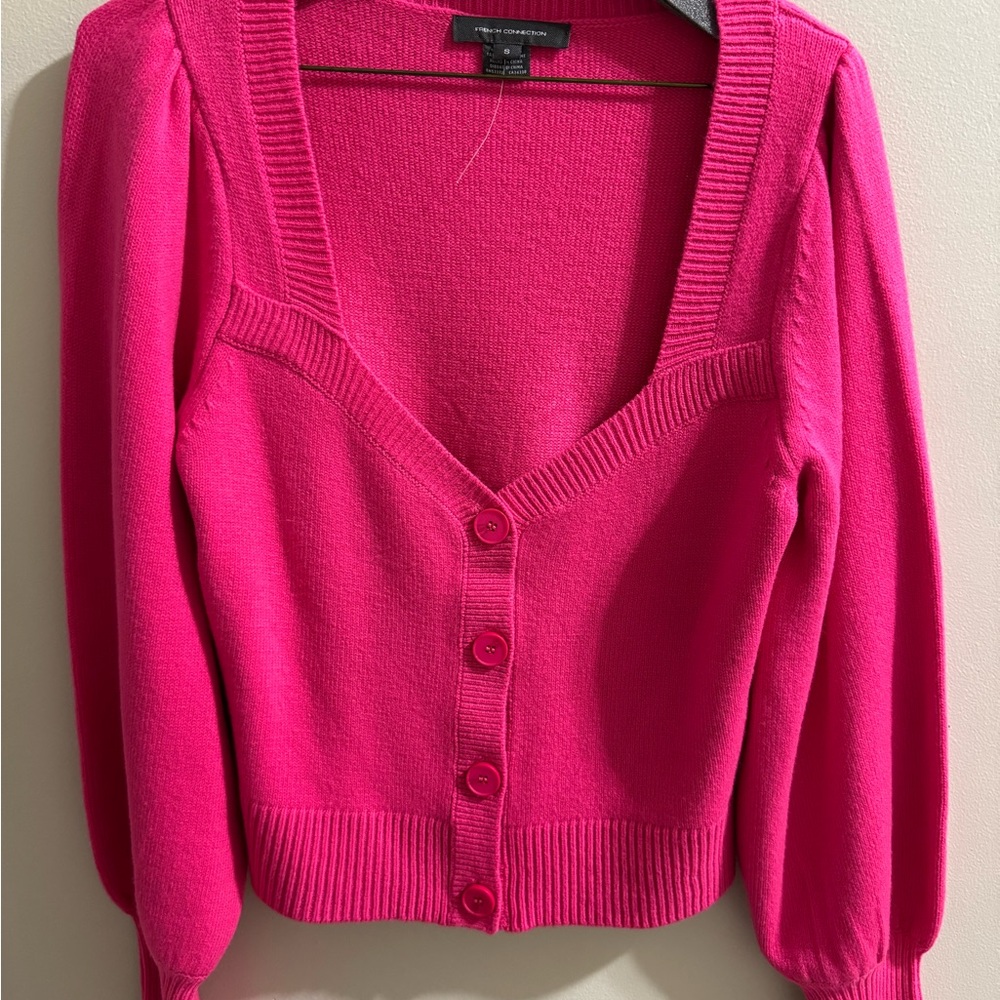 French Connection Fuchsia Button-Up Cardigan
